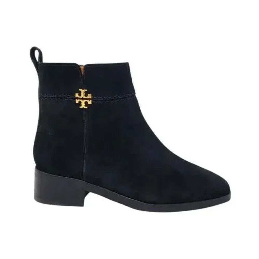 New Women's Tory Burch Everly Black Suede Ankle Boots Bootie Size 9